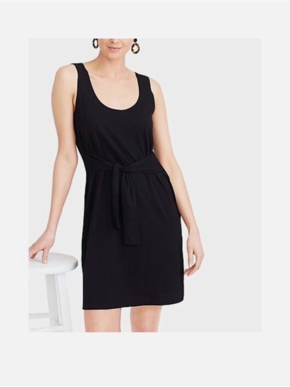 J. Crew Black Sleeveless Tie-Waist Mini Dress